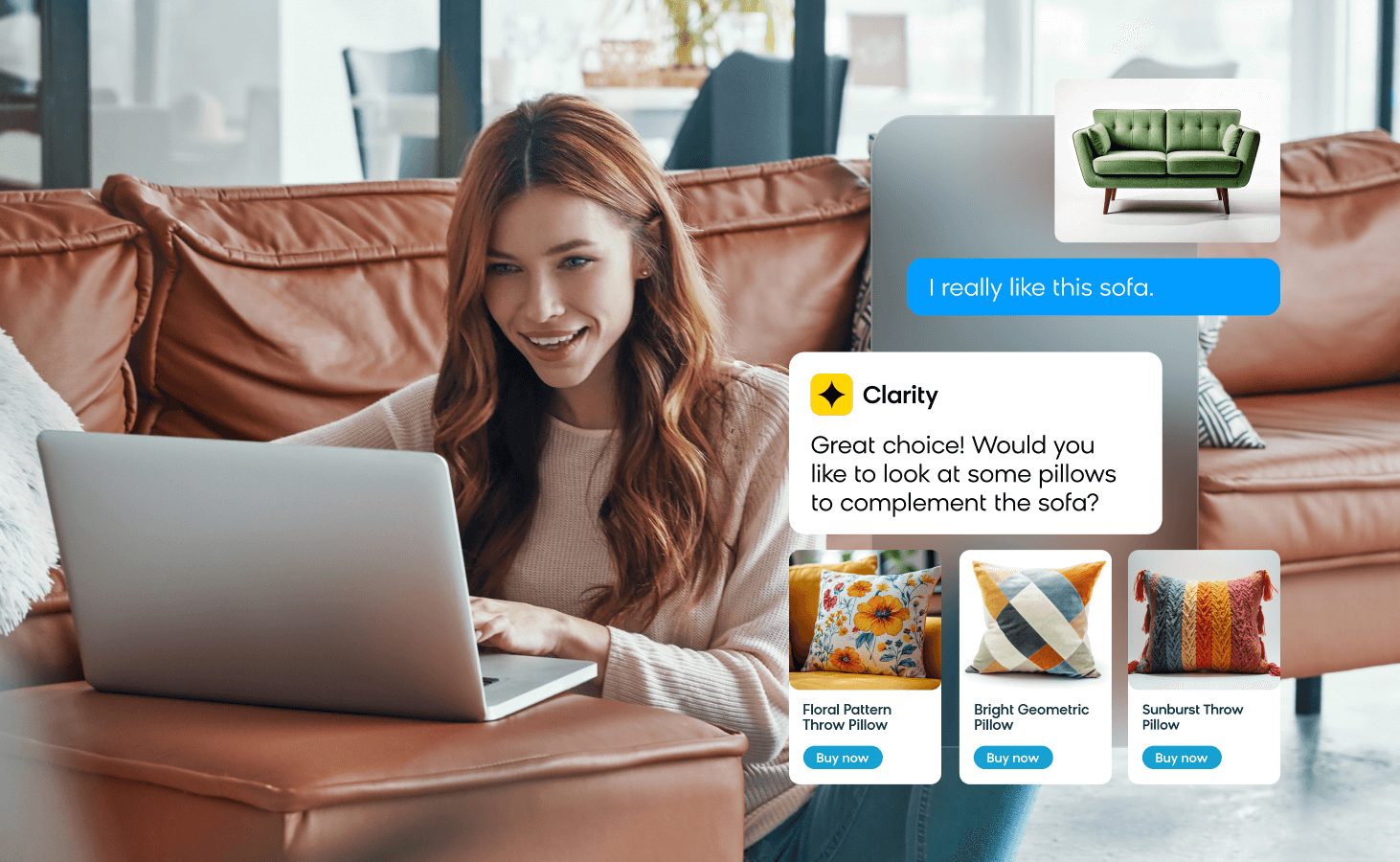 Shopper talking to an ecommerce chatbot to get help with decorations