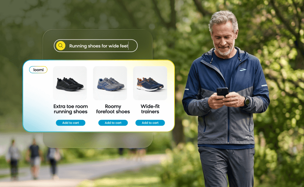 Example of ecommerce product discovery solution using semantic search to understand customer intent