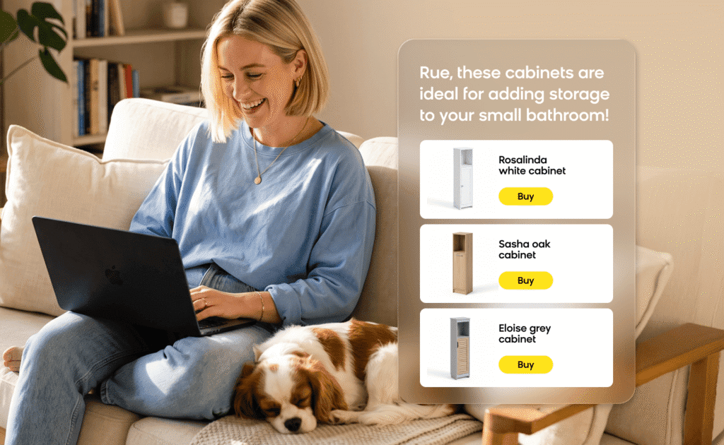 Shopper receiving personalized recommendations as part of the ecommerce product discovery experience