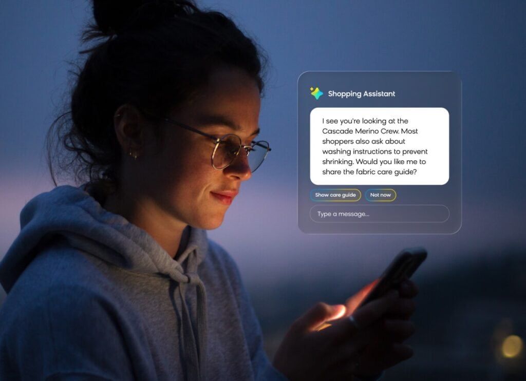 A brand providing product discovery guidance with a conversational shopping agent