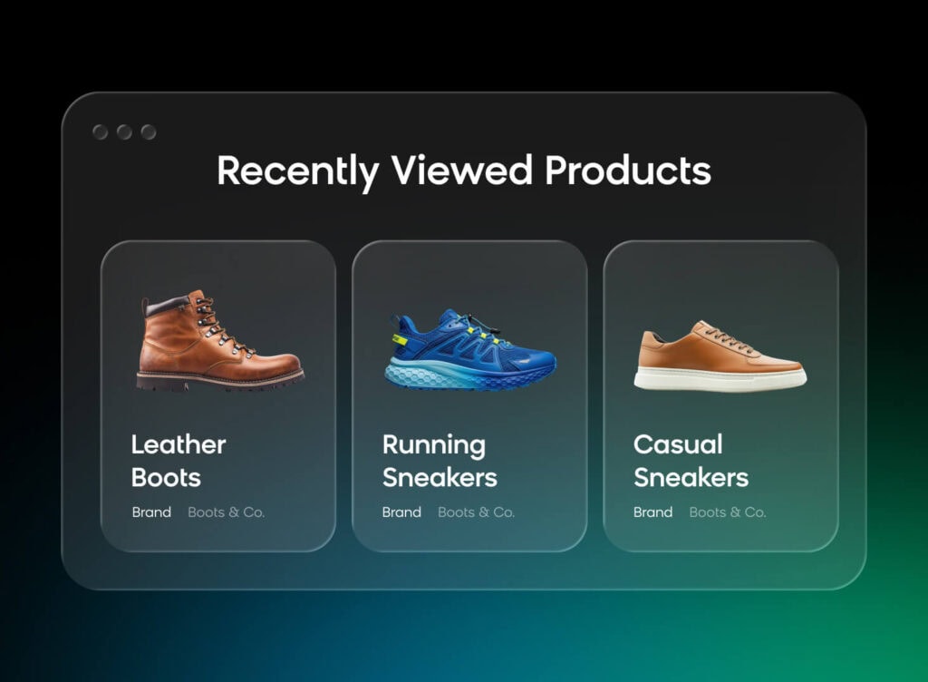 AI merchandising solution analyzing customer activity data to generate recently viewed products
