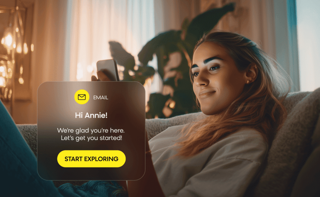 Customer receiving a simple welcome email with a single CTA
