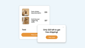 Bloomreach showing how their product can boost AOV by displaying the remaining amount for free shipping eligibility