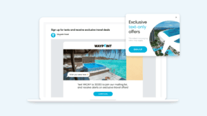 Bloomreach showing how their product can encourage SMS opt-ins using text-to-join keywords for email marketing