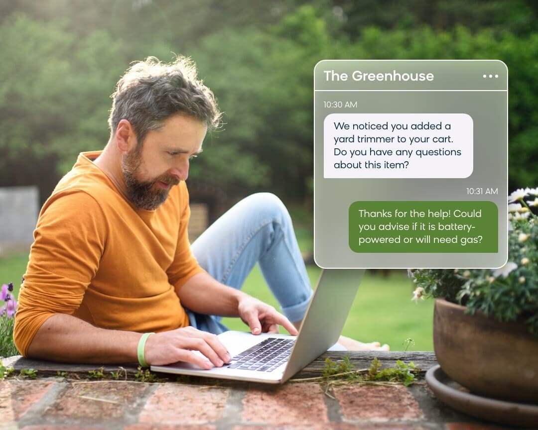 Person using live chat for ecommerce
