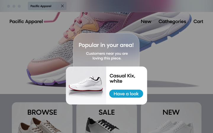 Plug and play location-based social proof banner in Engagement