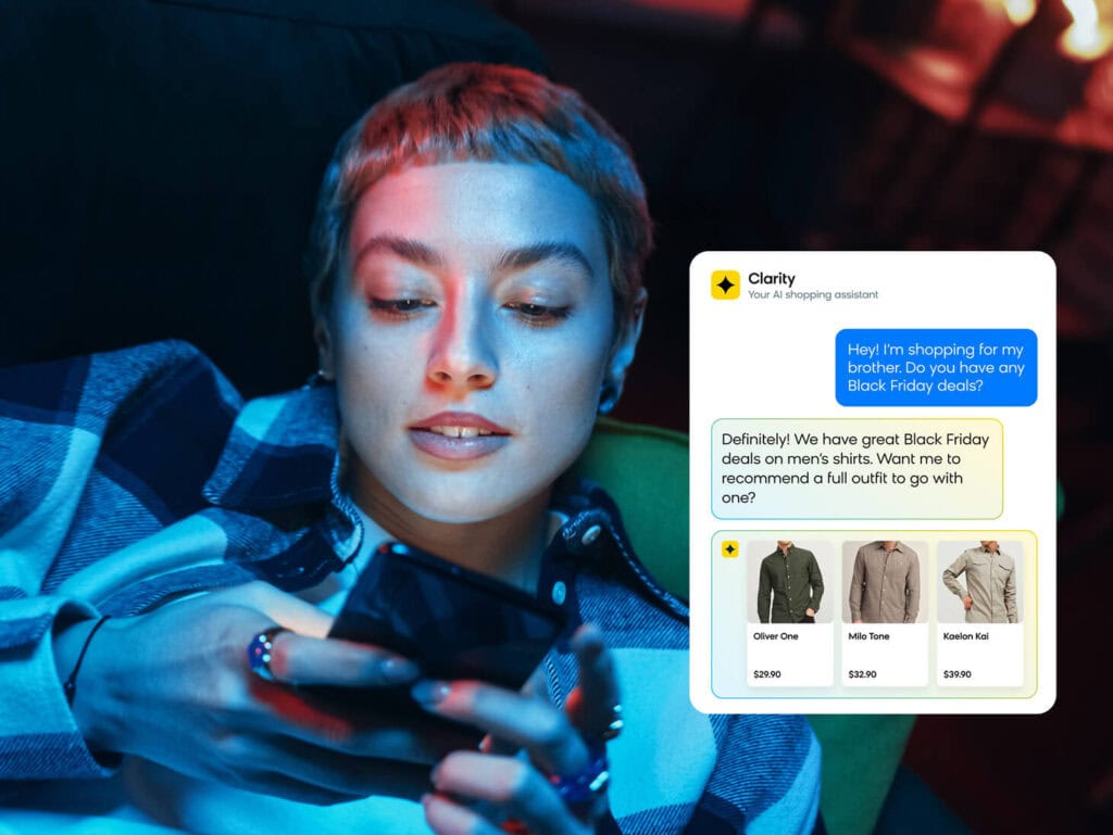 Virtual shopping assistant suggesting a complete outfit for a customer