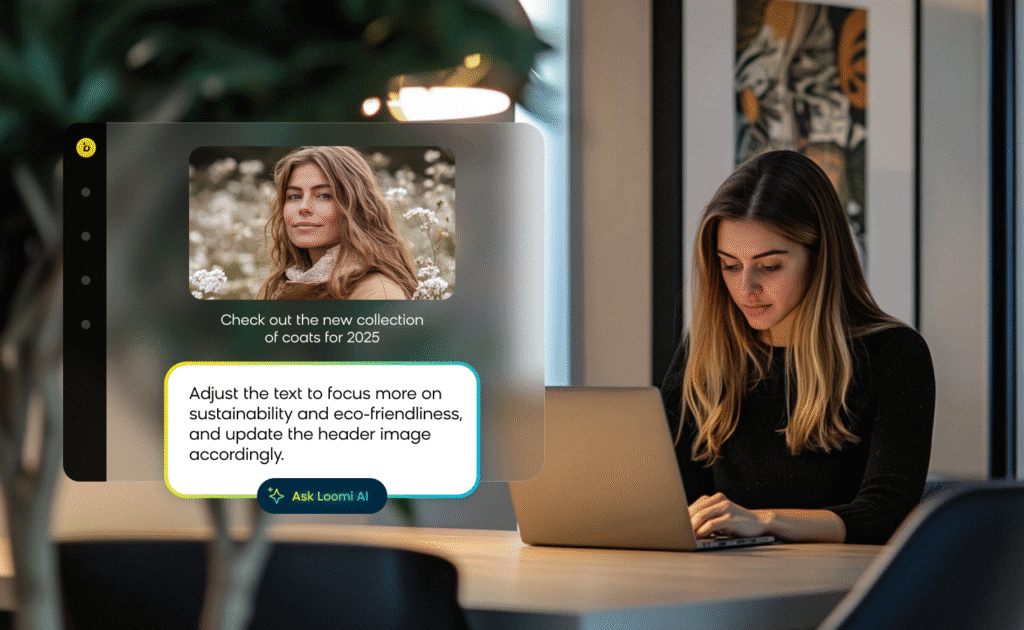 Marketer asking an autonomous marketing AI agent to adjust a campaign asset