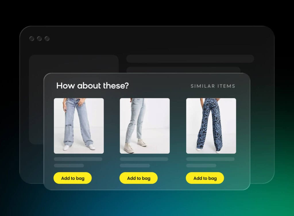 AI showing similar items personalized to a customer's preferences