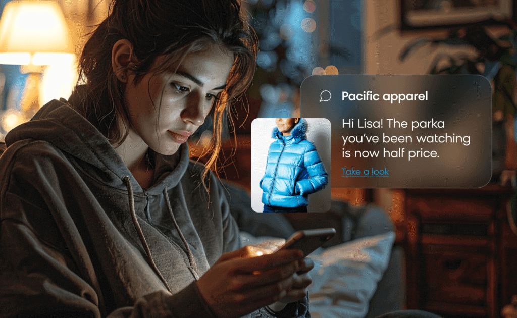 A customer receiving an automated marketing message.
