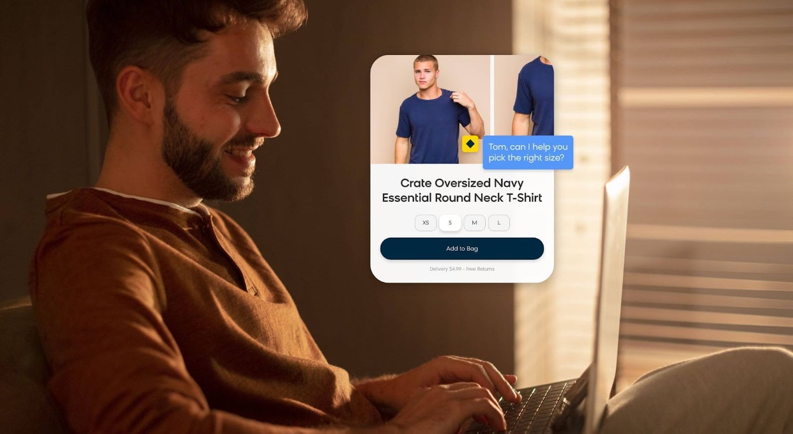 Conversational shopping experience that proactively provides sizing assistance to a shopper