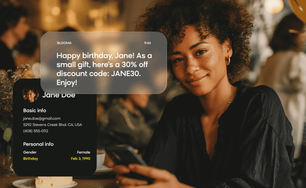 Customer getting sent customer loyalty campaigns based on customer data and behavior