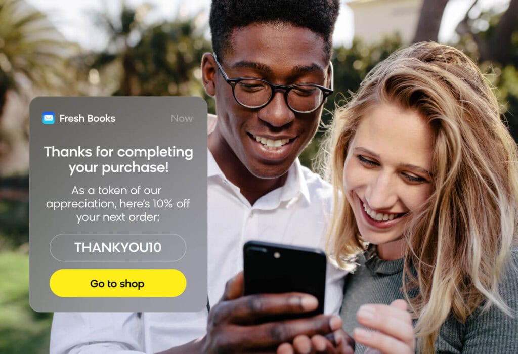 Customer receiving a thank-you discount code to proactively prevent future abandoned carts