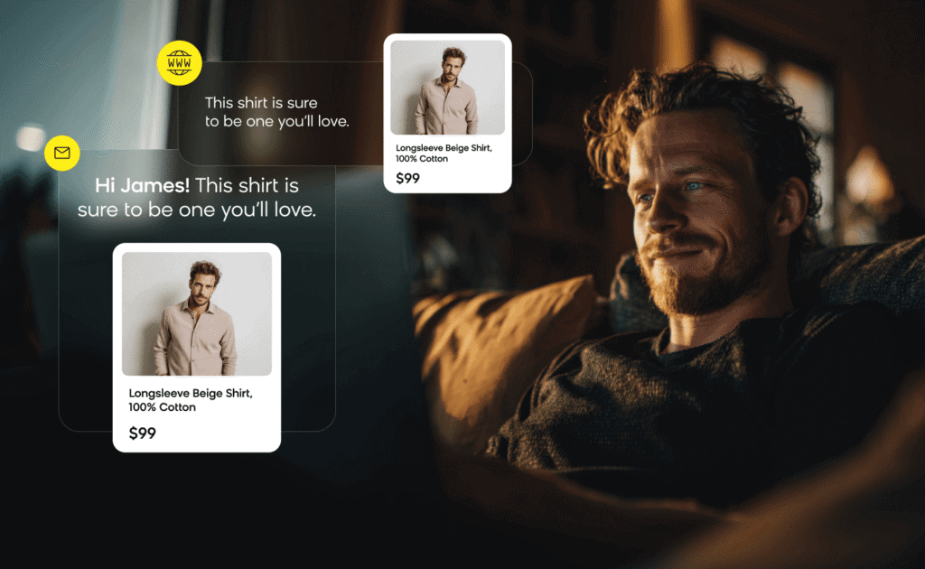 Customer seeing the same product recommendation across channels due to enterprise marketing automation