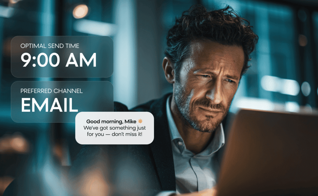 Retail email marketing campaign using AI-driven optimal send time and channel