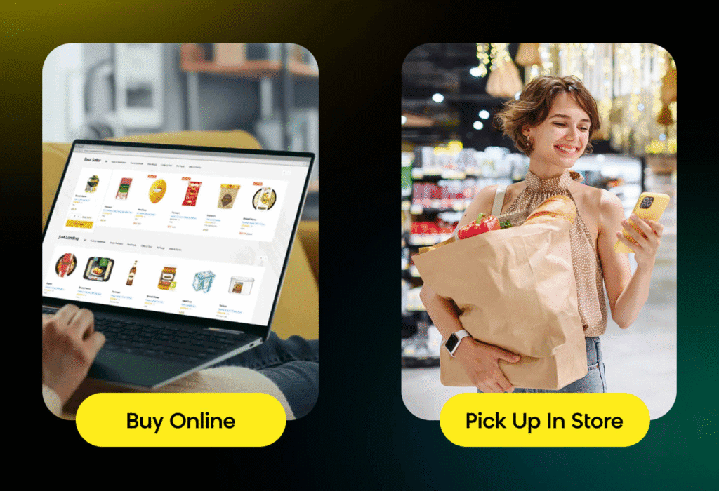 Customer using BOPIS (buy online, pick up in store) for groceries