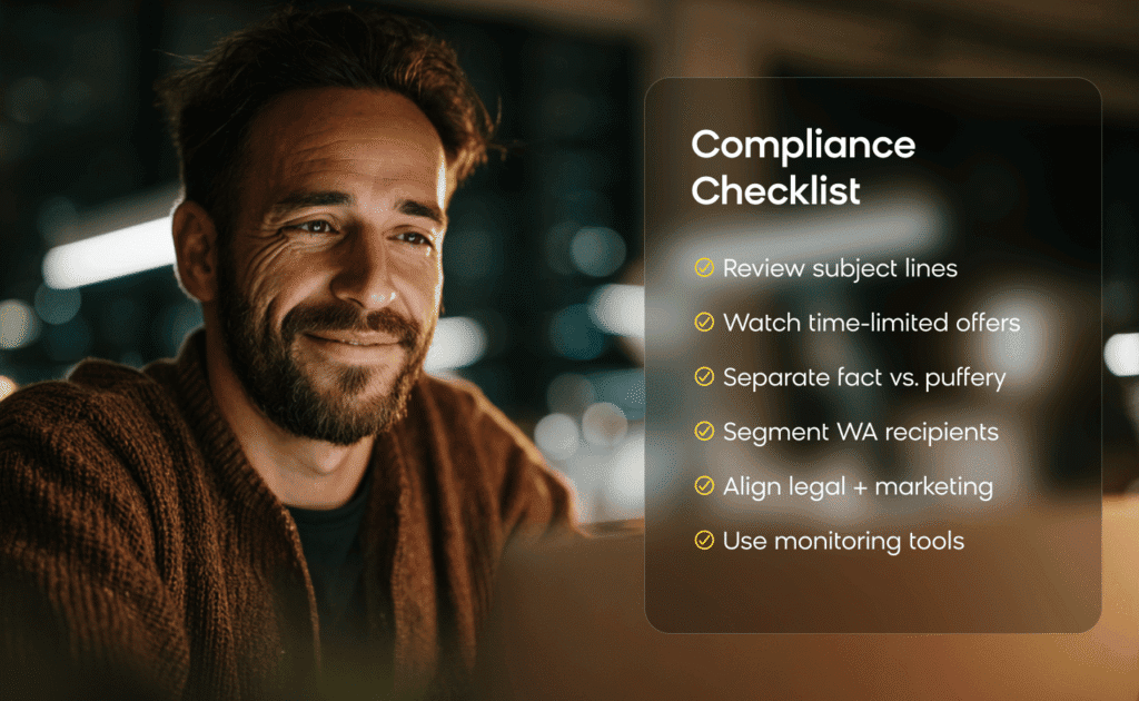 Compliance checklist for marketers based on the Washington email subject line ruling