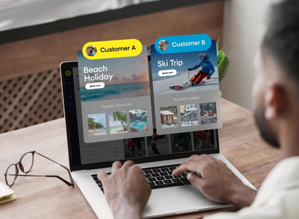 Marketer using AI in email marketing to contextually personalize campaign variants on an individual basis