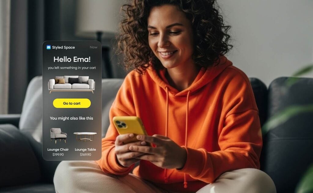 Customer receiving a personalized email with tailored recommendations