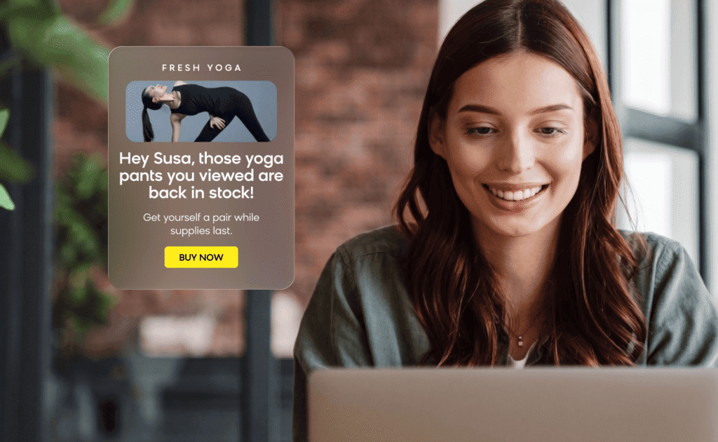 Shopper receiving a personalized recommendation as part of an email marketing automation strategy