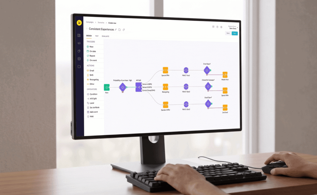 Marketer creating a campaign through Loomi's email marketing automation capabilities