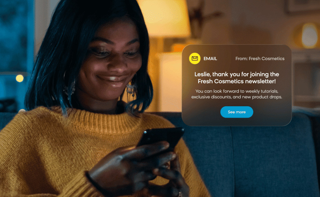 Email marketing automation sending a welcome series email to a new customer