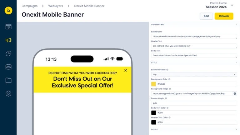 On-Exit Mobile Banner