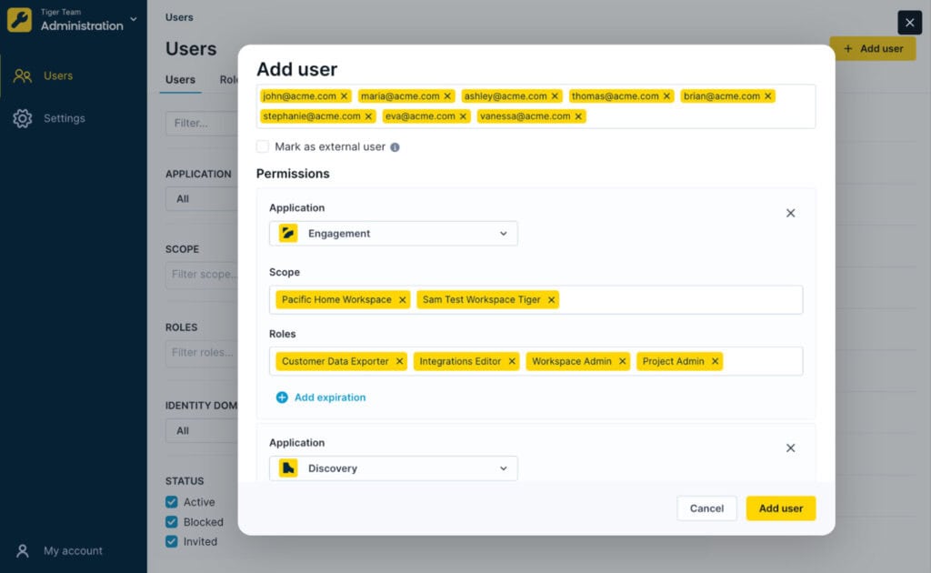 The Bloomreach Data Hub has unified administration to allow for more streamlined user management