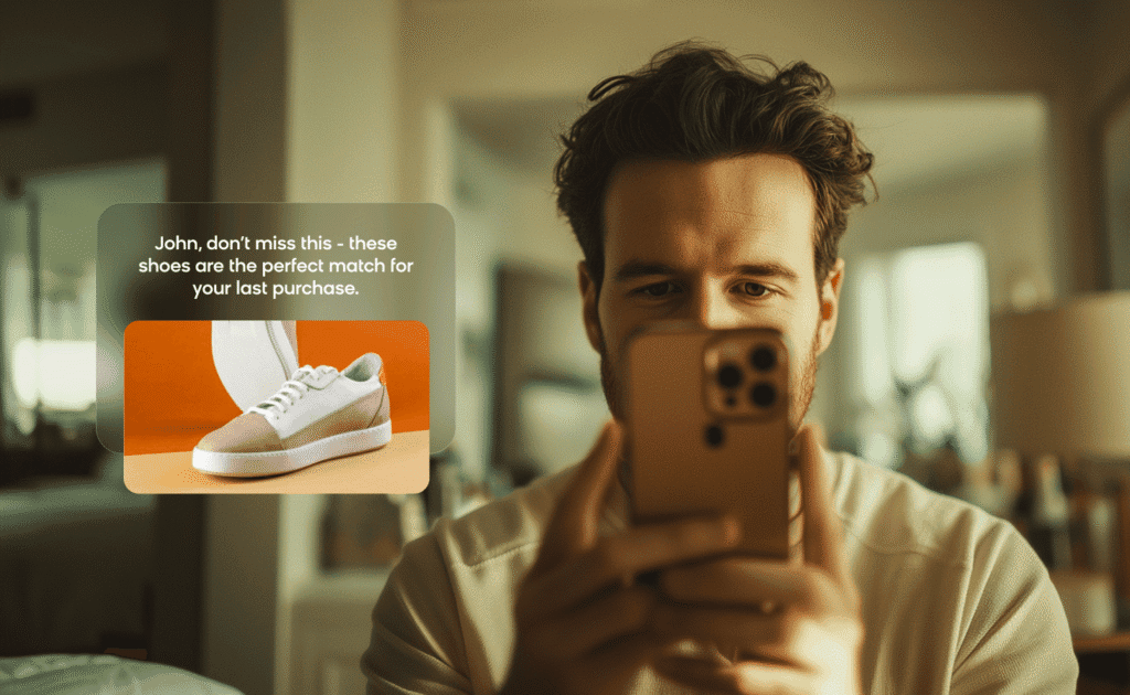 AI-driven retail CRM delivering personalized recommendations to a customer