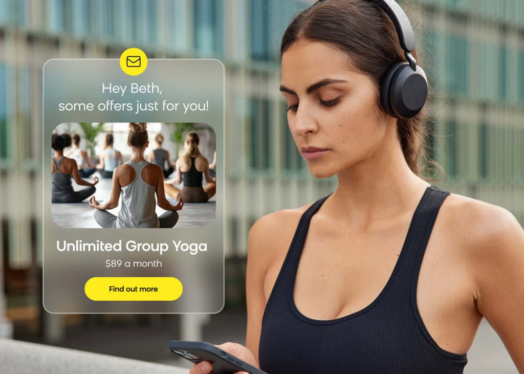 Gym member receiving a personalized email