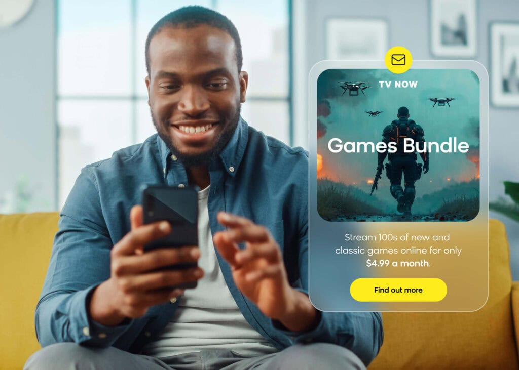 New streaming subscriber receiving a personalized email with recommendations for games