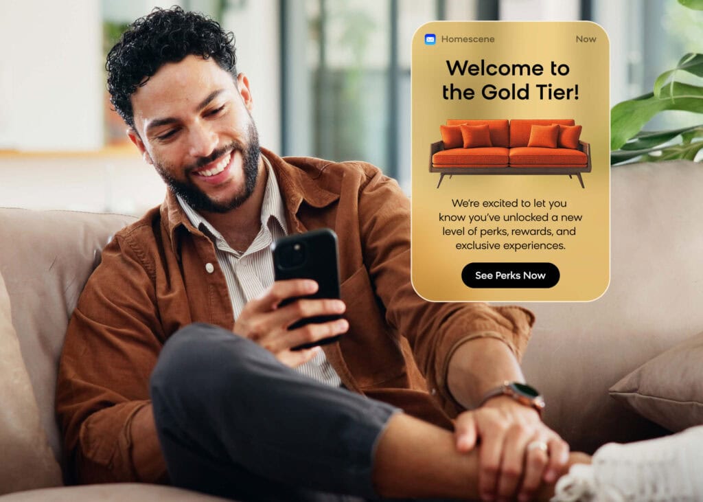 Retail customer receiving an email message about his loyalty tier status