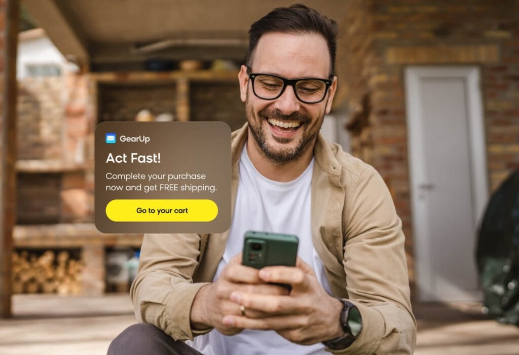 Retail customer receiving an abandoned cart email with a presonalized offer