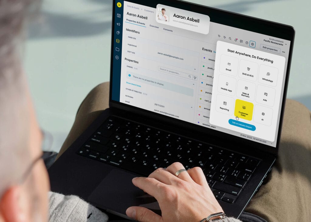 Marketer looking at iGaming player data in Bloomreach