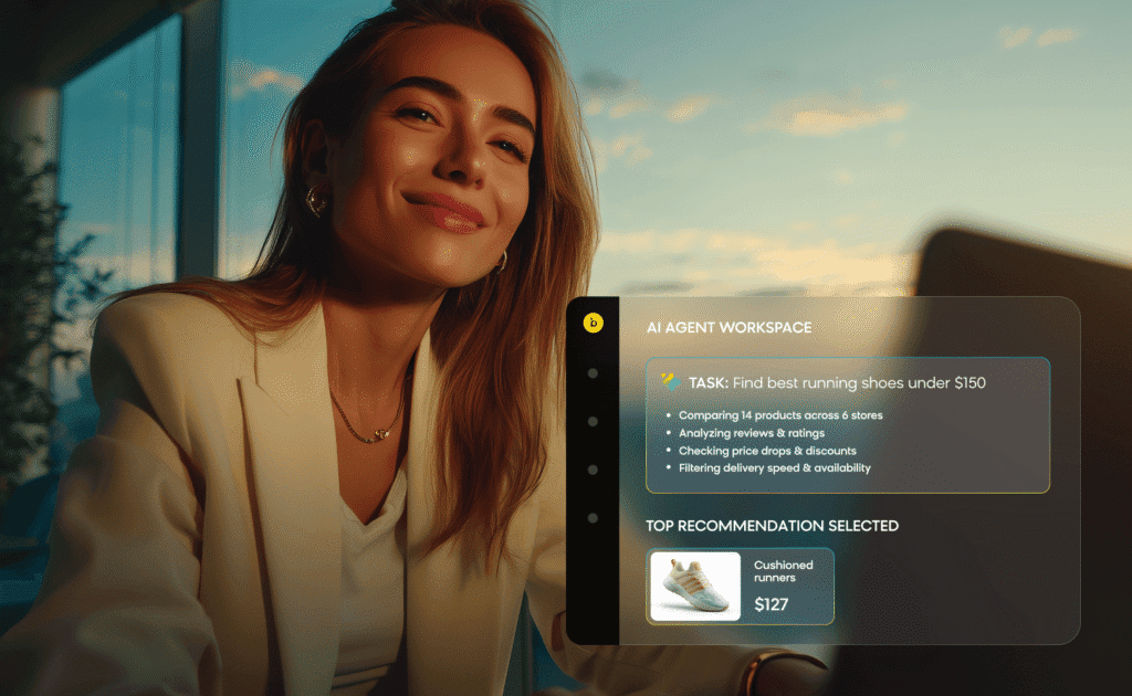 Agentic commerce doing the research, evaluation, and purchase of a product on behalf of a customer