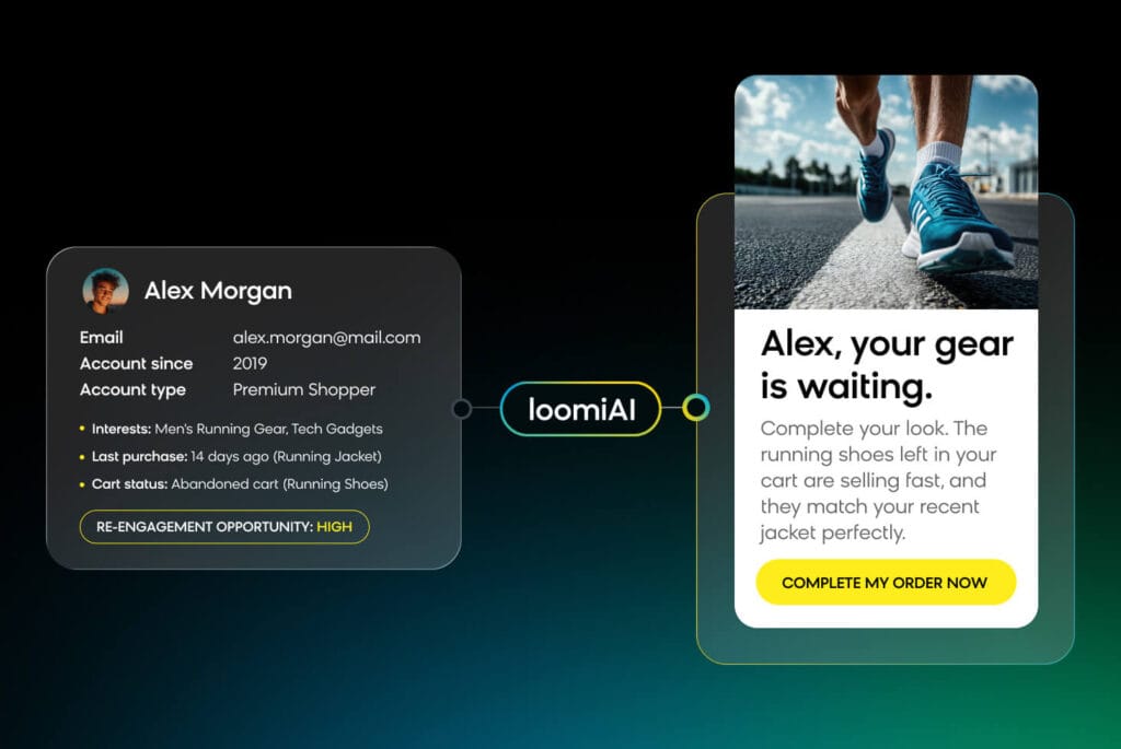 Bloomreach's ecommerce personalization platform creating a tailored email using custom segments