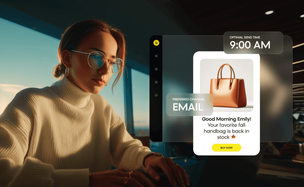 Ecommerce personalization platform using AI to determine the optimal send time and channel for a customer