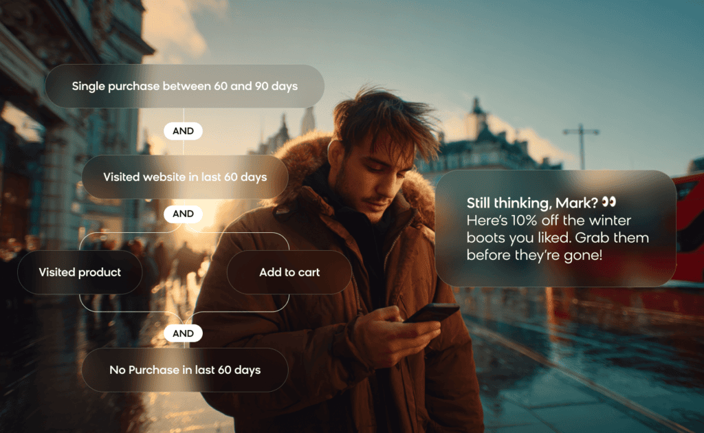 Loomi, one of the best customer engagement platforms, creating a personalized campaign based on customer behaviors and preferences