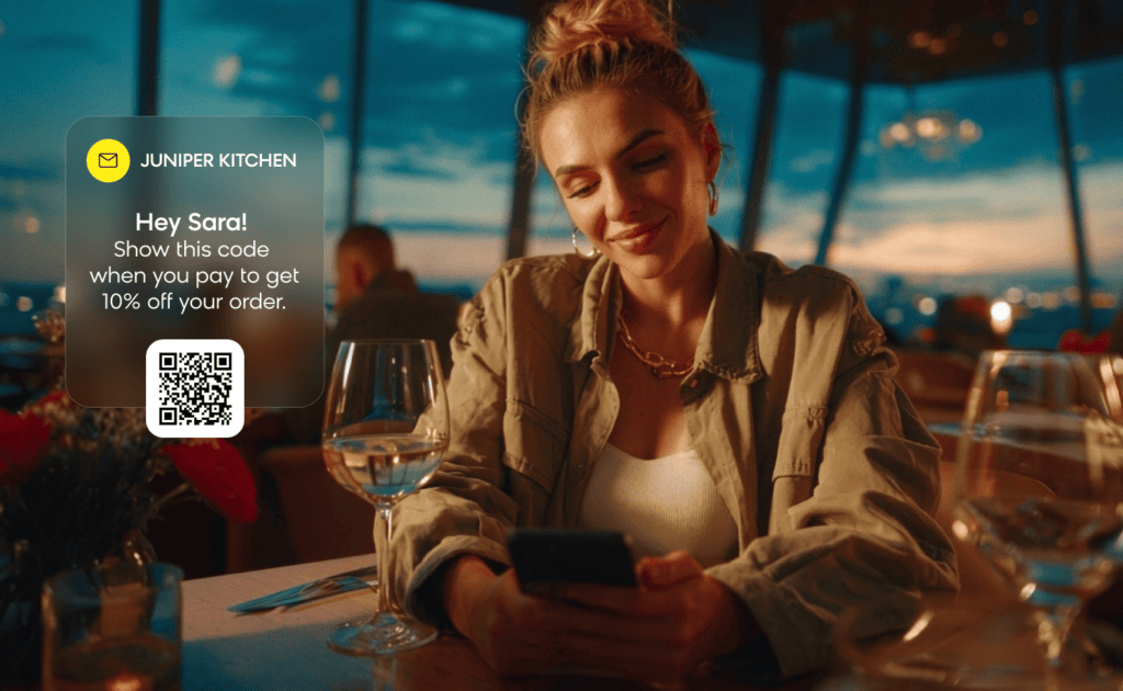 Customer seeing a QR code in a walk-in location for email attribution